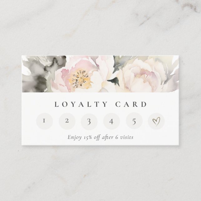 Carte De Visite Poussée Bleu Peony Floral Bunch 6 Punch Loyauté (Devant)