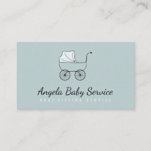 Carte De Visite poussette Baby-sitter Garderie garderie Turquoise
