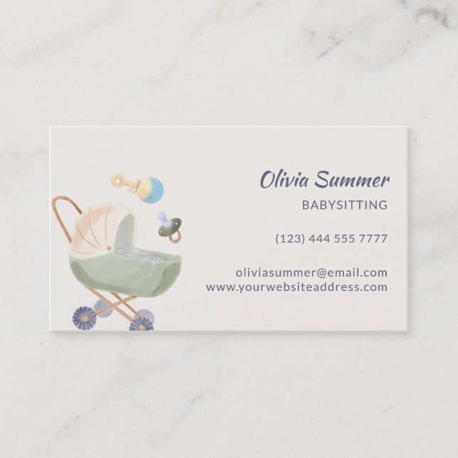 Carte De Visite Poussette Baby-sitting (Devant)