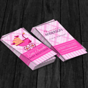Carte De Visite Poussette de rose de boutique de magasin de bébé