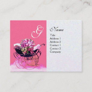 Carte De Visite Poussette vintage avec fleurs Baby shower, papier