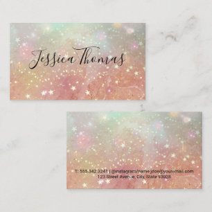 Carte De Visite Poussière Gold Star Marbre rose