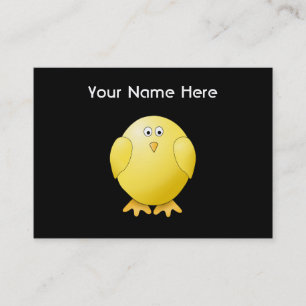 Carte De Visite Poussin jaune mignon. Petit oiseau sur le noir