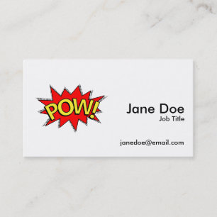Carte De Visite POW ! - Superhero Comédie Livre rouge/bulle jaune