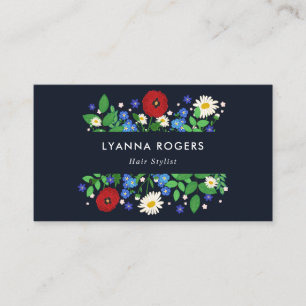Carte De Visite Pré-Folk - Poppies et marguerites