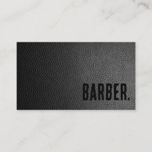 Carte De Visite Premier Barber en Faux Cuir Noir