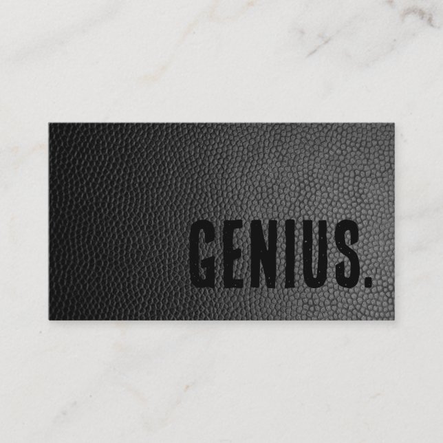Carte De Visite Premier Black Faux Leather Genius (Devant)