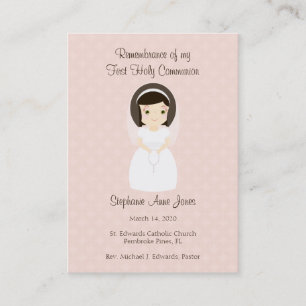 Carte De Visite Première fille de brune de sainte communion