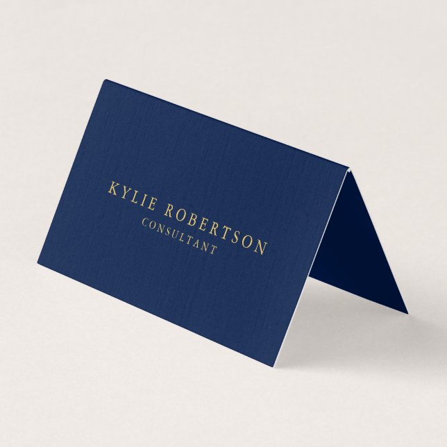 Carte De Visite Premium Linen Blue Gold Professional tendance (Devant)