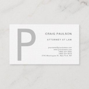 Carte De Visite Premium Linen Monogramme Attorney at Law Modern