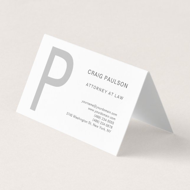 Carte De Visite Premium Linen Monogramme Attorney at Law Modern (Devant)