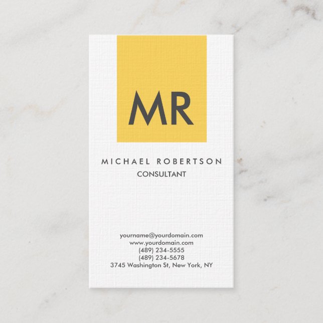 Carte De Visite Premium Linen Monogramme Élégant unique (Devant)