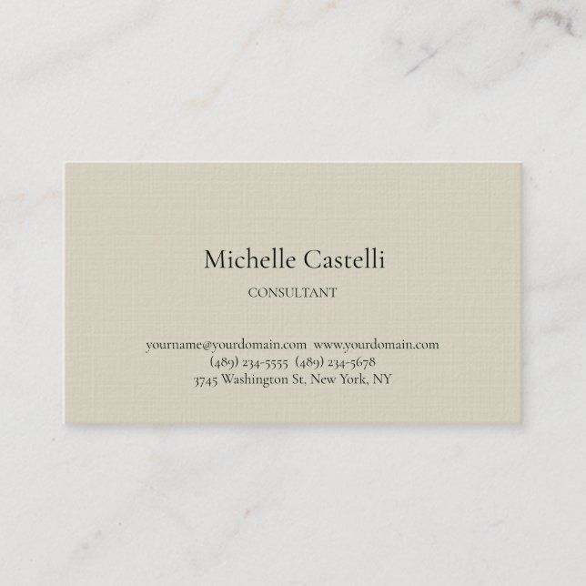 Carte De Visite Premium Linen Professional Unique Classical Simple (Devant)