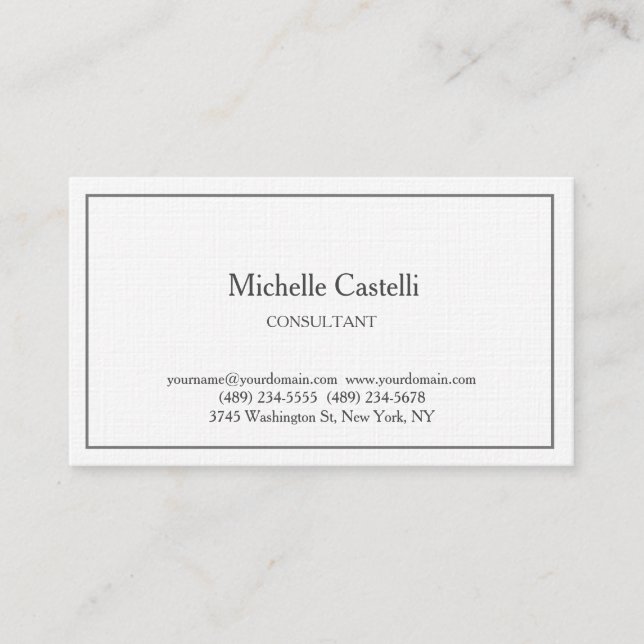 Carte De Visite Premium Linen Professionnel Unique Classique Simpl (Devant)