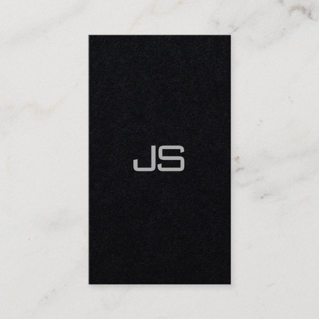 Carte De Visite Premium Noir Moderne Monogramme vertical Excellent (Devant)