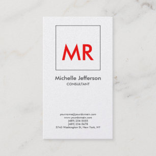 Carte De Visite Premium Pearl Rouge blanc élégant monogramme uniqu