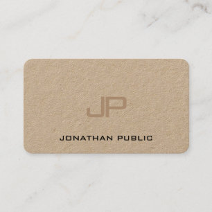 Carte De Visite Premium Real Kraft Papier Élégant Monogramme