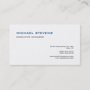 Carte De Visite Premium Silk Moderne Élégant Bleu Bleu Simple Blan