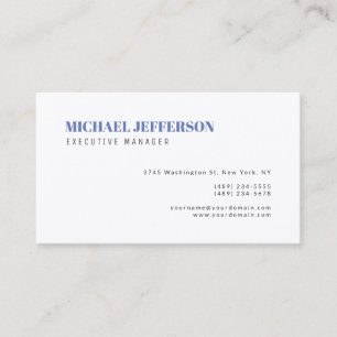 Carte De Visite Premium Silk Moderne Élégant Bleu Bleu Simple Blan