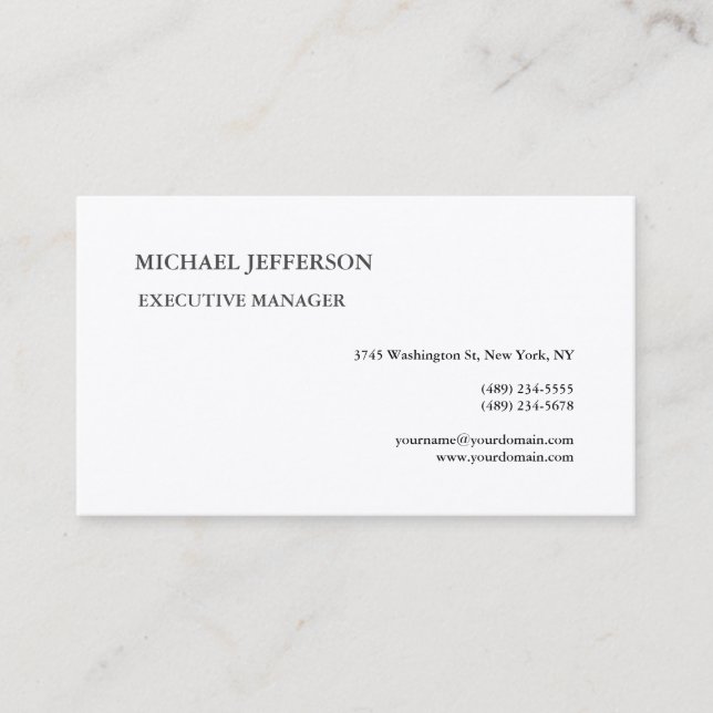 Carte De Visite Premium Silk Moderne Élégant Simple Noir Blanc (Devant)