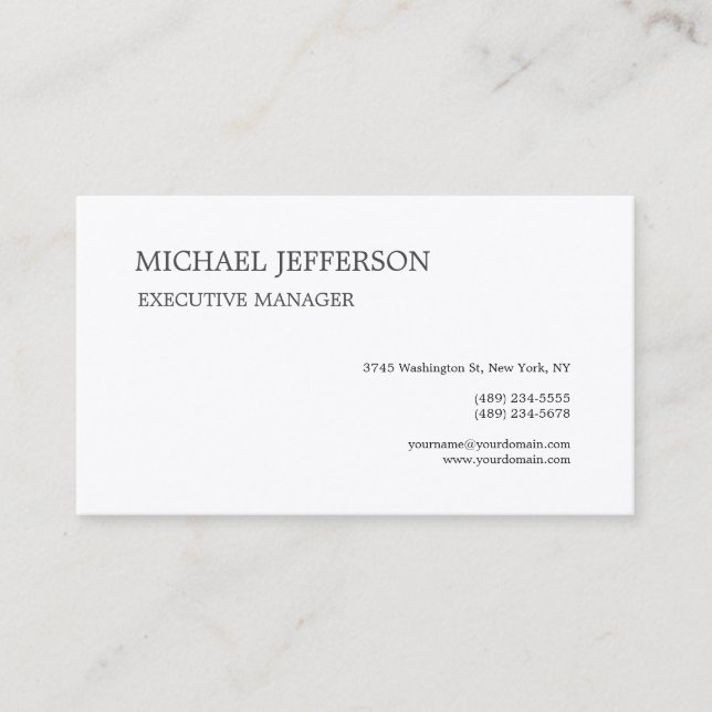 Carte De Visite Premium Silk Moderne Élégant Simple Noir Blanc (Devant)