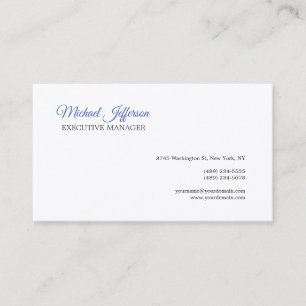 Carte De Visite Premium Silk Moderne Élégante Calligraphie Bleu Bl