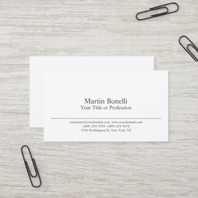 Carte De Visite Premium Silk Noir & Blanc Professionnel Moderne (Devant/Arrière en situation)