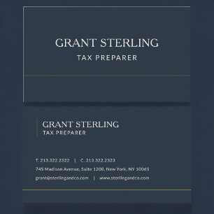 Carte De Visite Préparateur de déclarations fiscales Bleu marine P