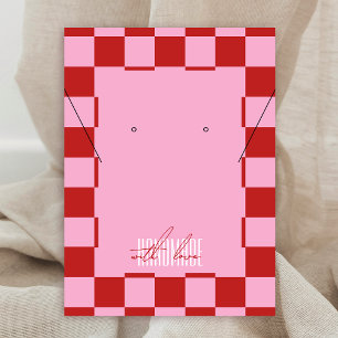 Carte De Visite Présentoir à bijoux tendance rétro rose et rouge
