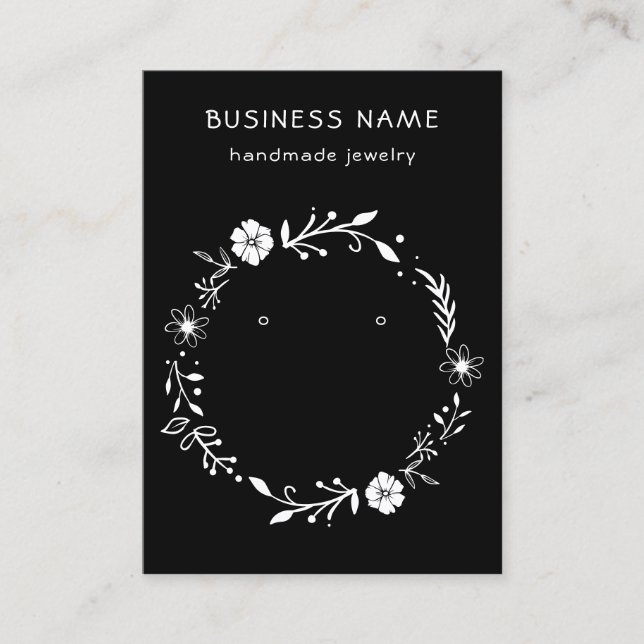 Carte De Visite Présentoir à boucles d'oreilles en couronne floral (Devant)