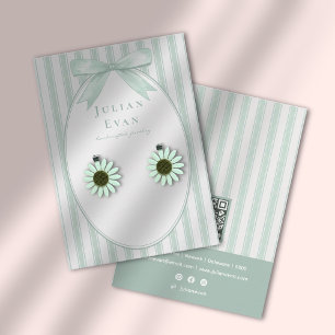 Carte De Visite Présentoir de bijoux à rayures préppy Coquette Ver
