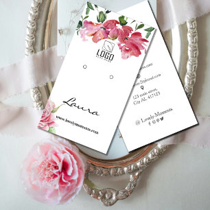 Carte De Visite Présentoir de boucles d'oreilles à fleurs aquarell