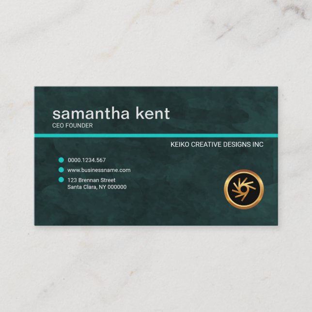 Carte De Visite Président grunge cyan simple simple exquis de (Devant)