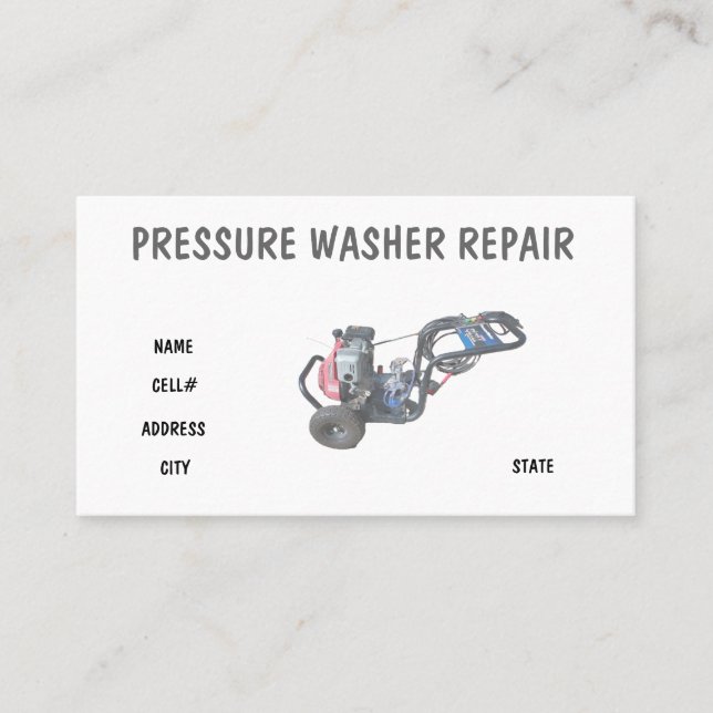 Carte De Visite Pressure Washer Repair (Devant)