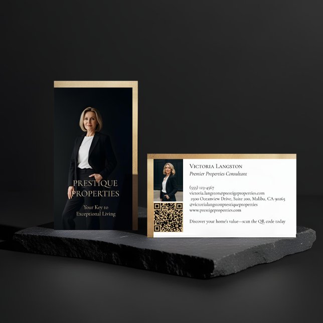 Carte De Visite Prestige Luxury Realtor Law Firm Gold & Black Luxe (Prestige Luxury Realtor Law Firm Gold & Black Luxe Business Card)