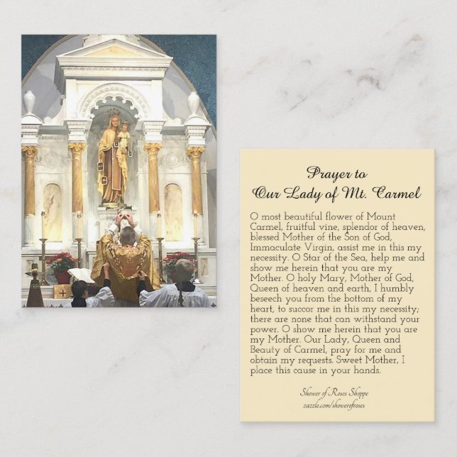 Carte De Visite Prière à Notre-Dame du Mont Carmel (Devant / Derrière)