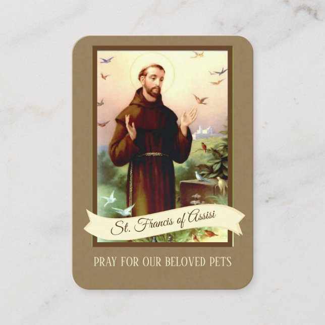 Carte De Visite Prière à saint François d'Assise pour animaux de c (Devant)
