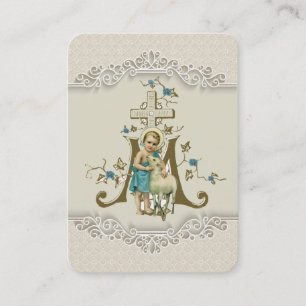 Carte De Visite Prière catholique L'agneau de Jésus traverse la re