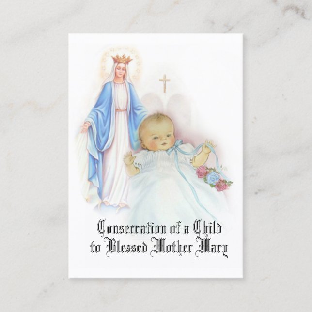 Carte De Visite Prière de consécration catholique de l'enfant à Ma (Devant)