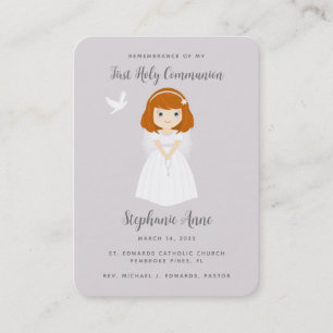 Carte De Visite Prière de la fille à tête rouge de la colombe comm