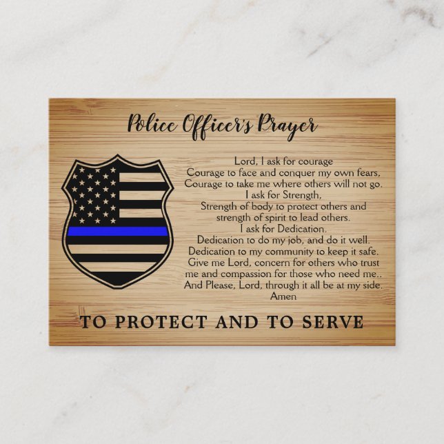 Carte De Visite Prière de l'officier de police personnalisée Ligne (Devant)