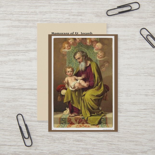 Carte De Visite Prière de Memorare d'anges de St Joseph Jésus (Devant/Arrière en situation)