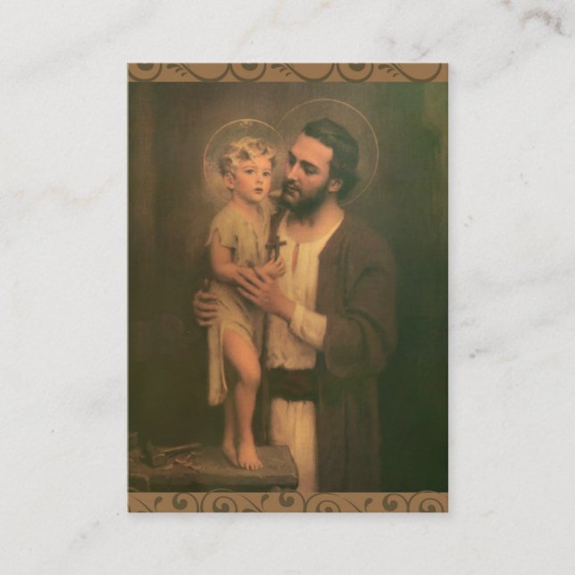 Carte De Visite Prière de Memorare d'anges de St Joseph Jésus (Devant)