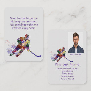 Carte De Visite Prière photo commémorative Joueur de hockey Sport
