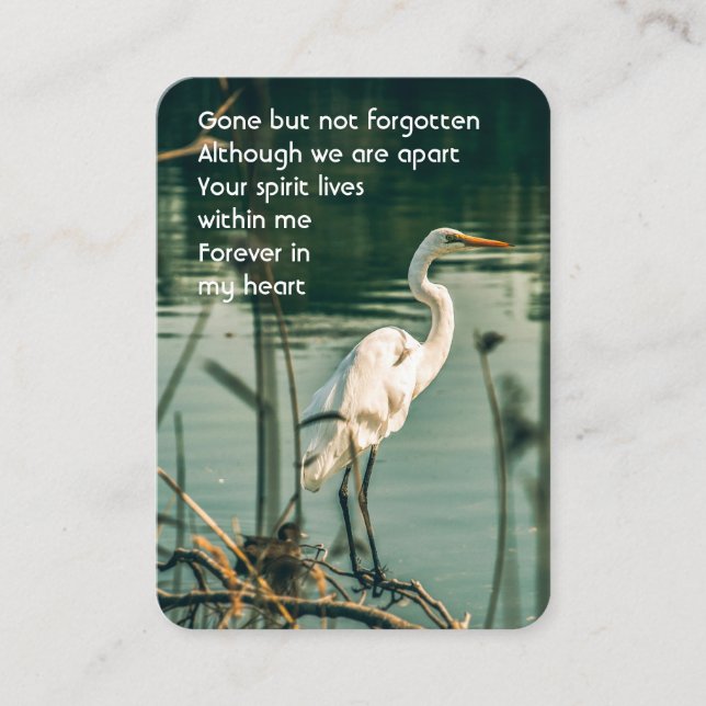 Carte De Visite Prière photo commémorative Oiseau d'Egret (Devant)