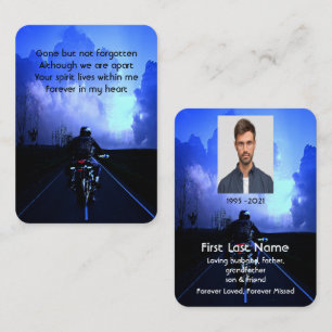 Carte De Visite Prière photo Memorial Motorcycle Biker