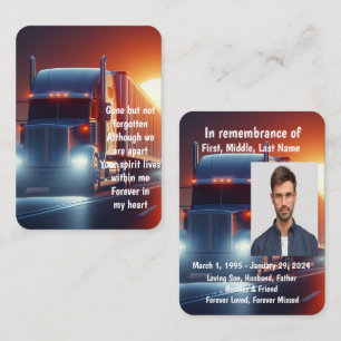 Carte De Visite Prière photo Memorial Semi-camion Tracteur-remorqu