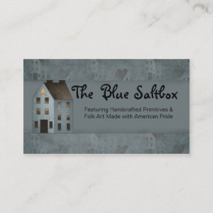Carte de visite primitif bleu de pays de Saltbox