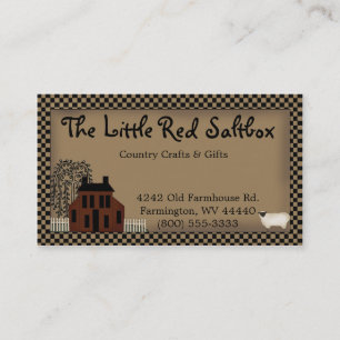 Carte de visite primitif Whimsical Saltbox rouge
