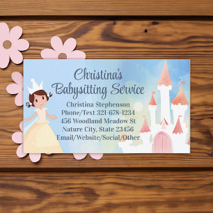Carte De Visite Princess Castle Babysitter Garde d'enfants